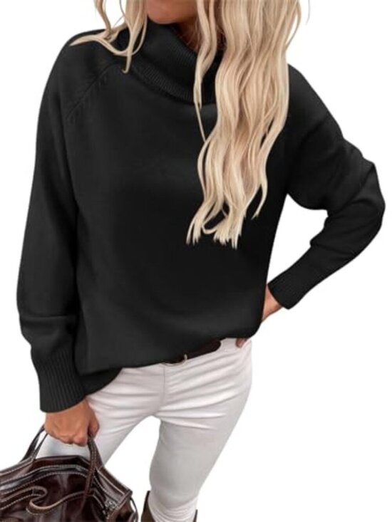 Sweaters - 🆕 Womens Turtleneck Sweater Long Sleeve Crewneck Pullover Tops Casual Ribbed